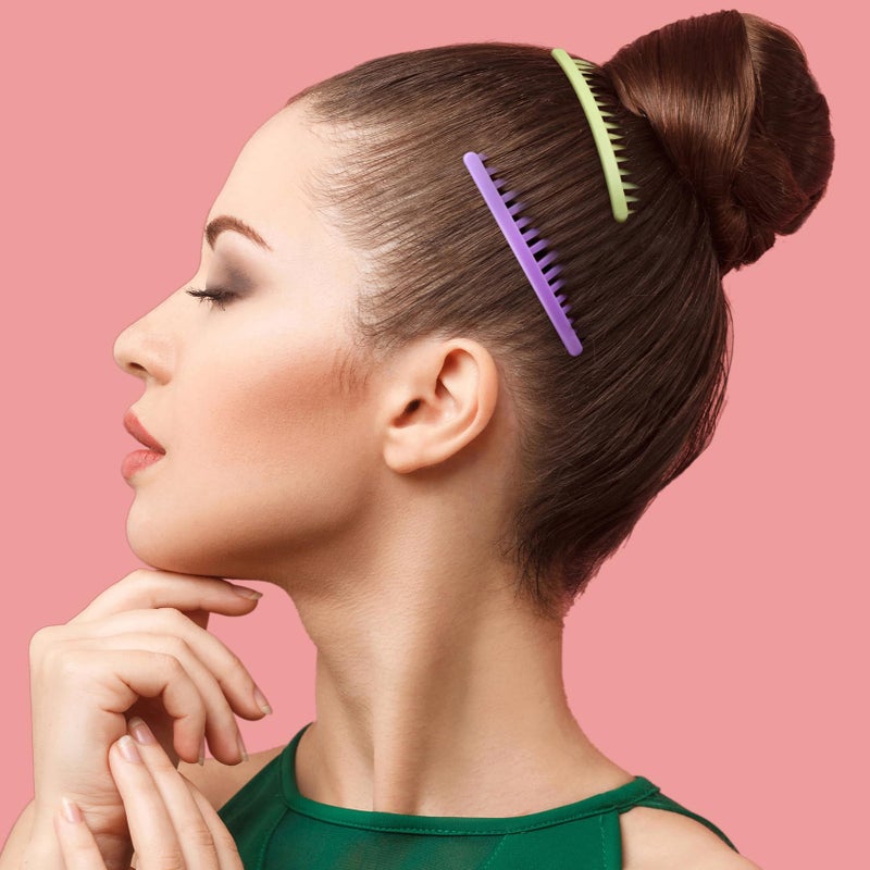 CustomyLife 21pcs Colorful Hair Side Comb for Women, Non-Slip French Plastic Bun Updo Decorative Hair Comb, Classic Non-Faded Hair Twist Pin Clip Accessories for Various Hairstyles - Image 3